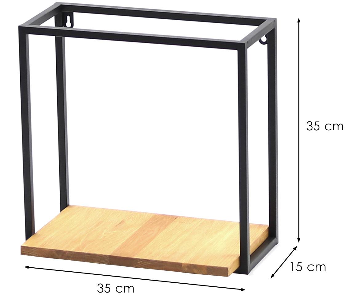 Loft zidna polica KWS-715/02/01 35x15x35 cm crni metal/natur
