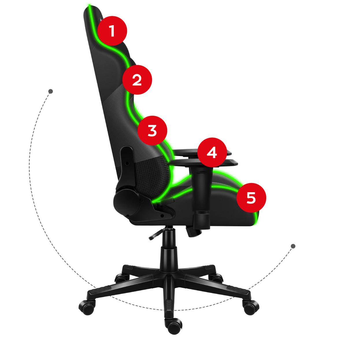 Hz-Force 6.2 RGB kancelarijska fotelja 70x50x123 cm crna