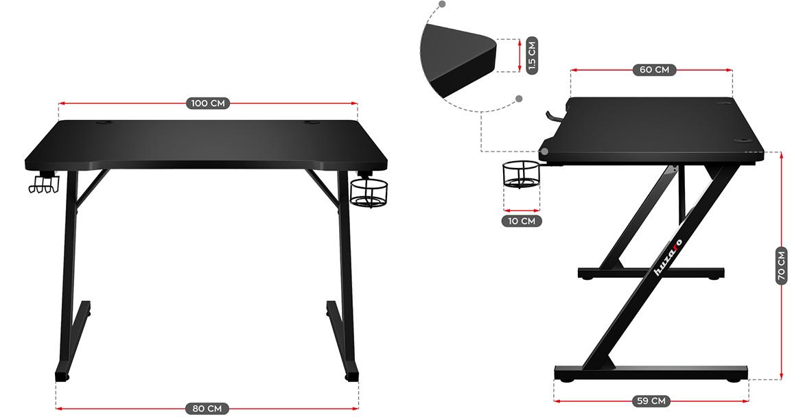 HZ-Hero 1.8 radni sto 100x60x70 cm crni