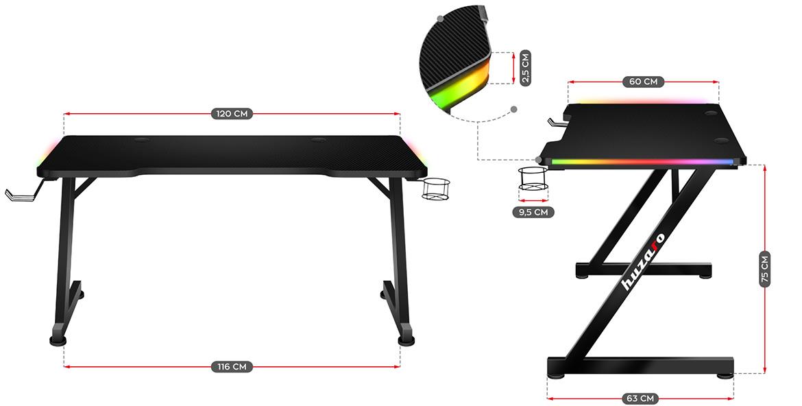 HZ-Hero 2.5 RGB radni sto 120x60x75 cm