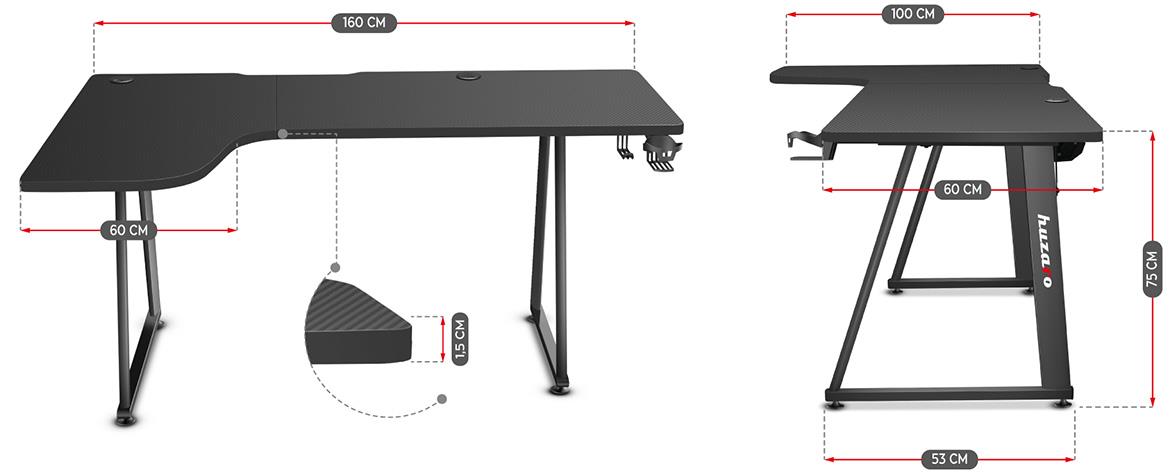 HZ-Hero 7.7 radni sto 160x100x75 cm crni