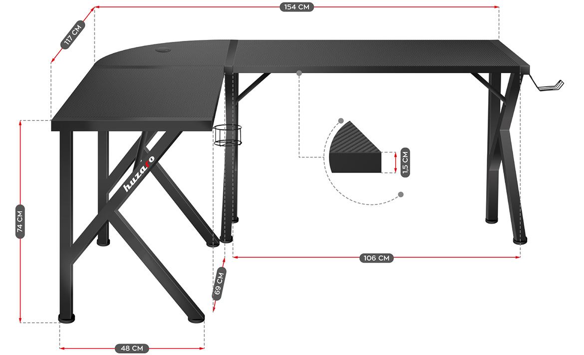 HZ-Hero 6.3 radni sto 154x117x74 cm crni