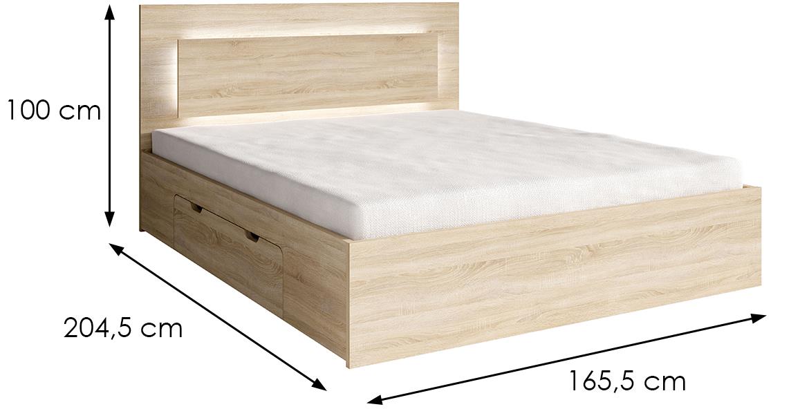 Fino 50 krevet bez podnice 165,5x204,5x100 cm natur (sonoma hrast)