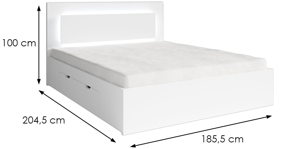 Fino 50 krevet bez podnice 185,5x204,5x100 cm beli