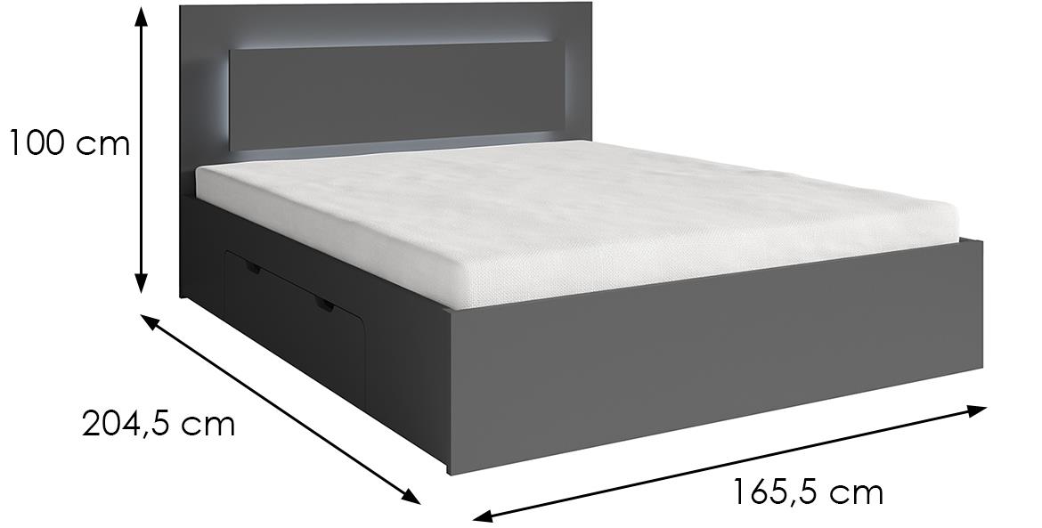 Fino 50 krevet bez podnice 165,5x204,5x100 cm sivi