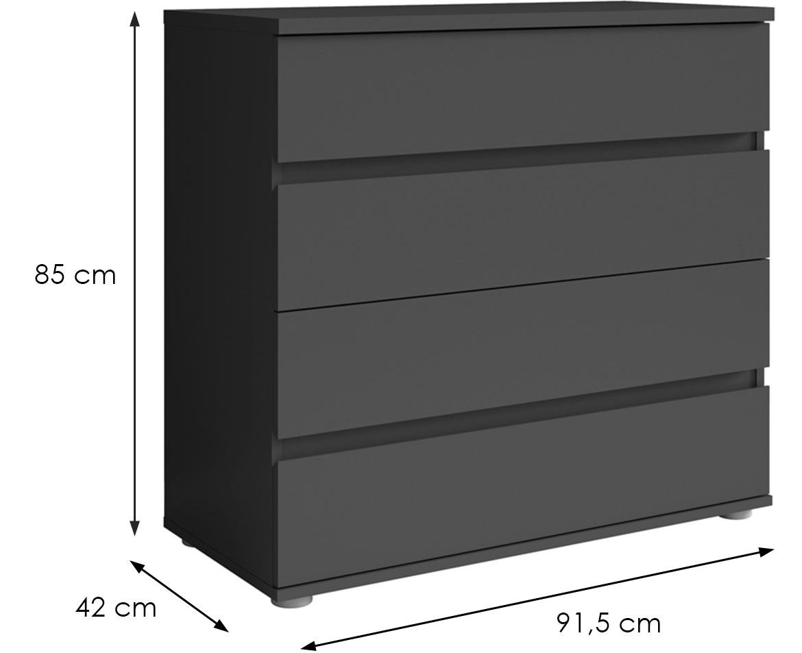 Fino 27 komoda 4 ladice 91,5x42x85 cm tamno siva