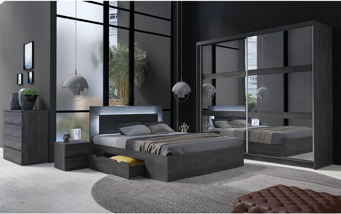 Komoda Togo 4 predali 91x42x85 cm temno siva