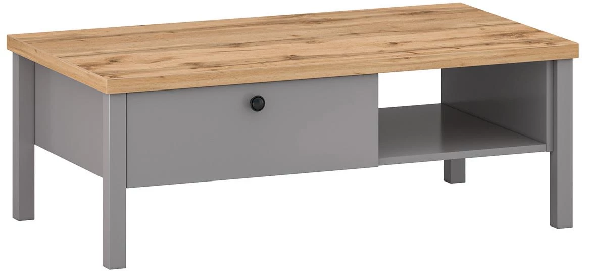 Melini T klub sto 1 fioka 110x60x40 cm siva/hrast