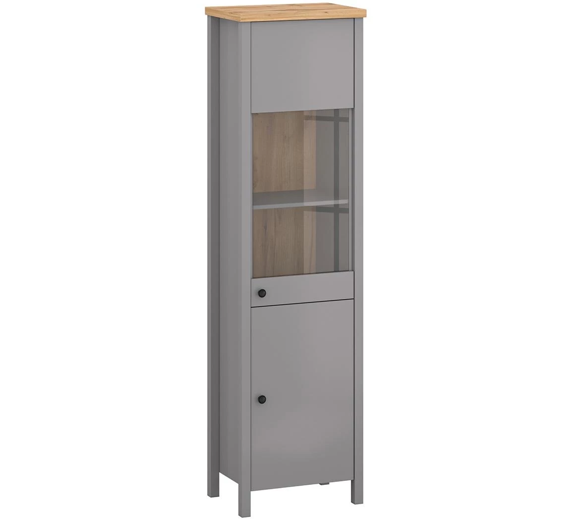 Melini A vitrina 2 vrata 55,5x38x200 cm siva/hrast