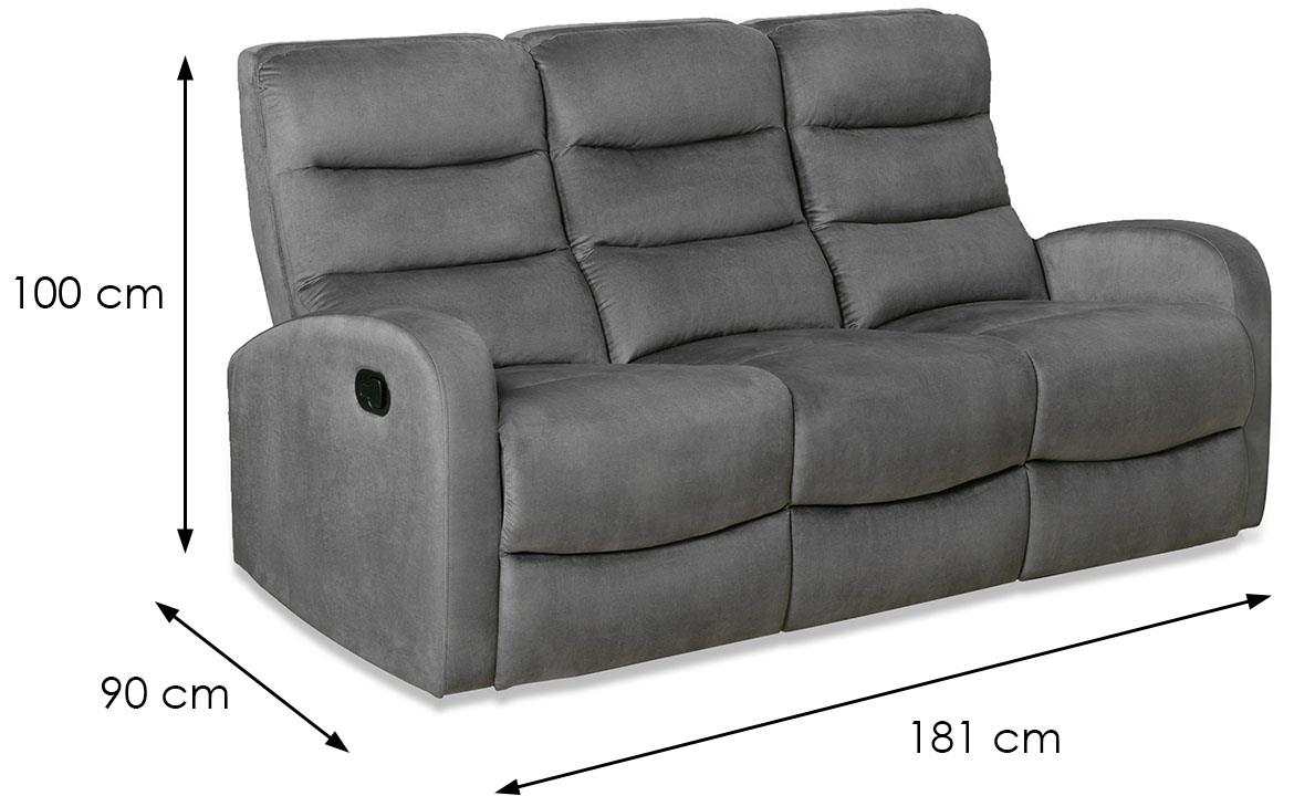 Elena trosed sa 2relaks funkcije 181x90x100 sivi somot