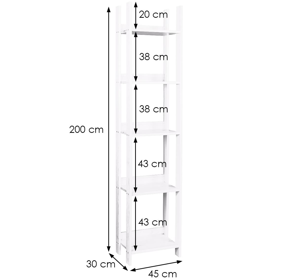 Eko 45 polica  5 polica 45x31x200 cm bela
