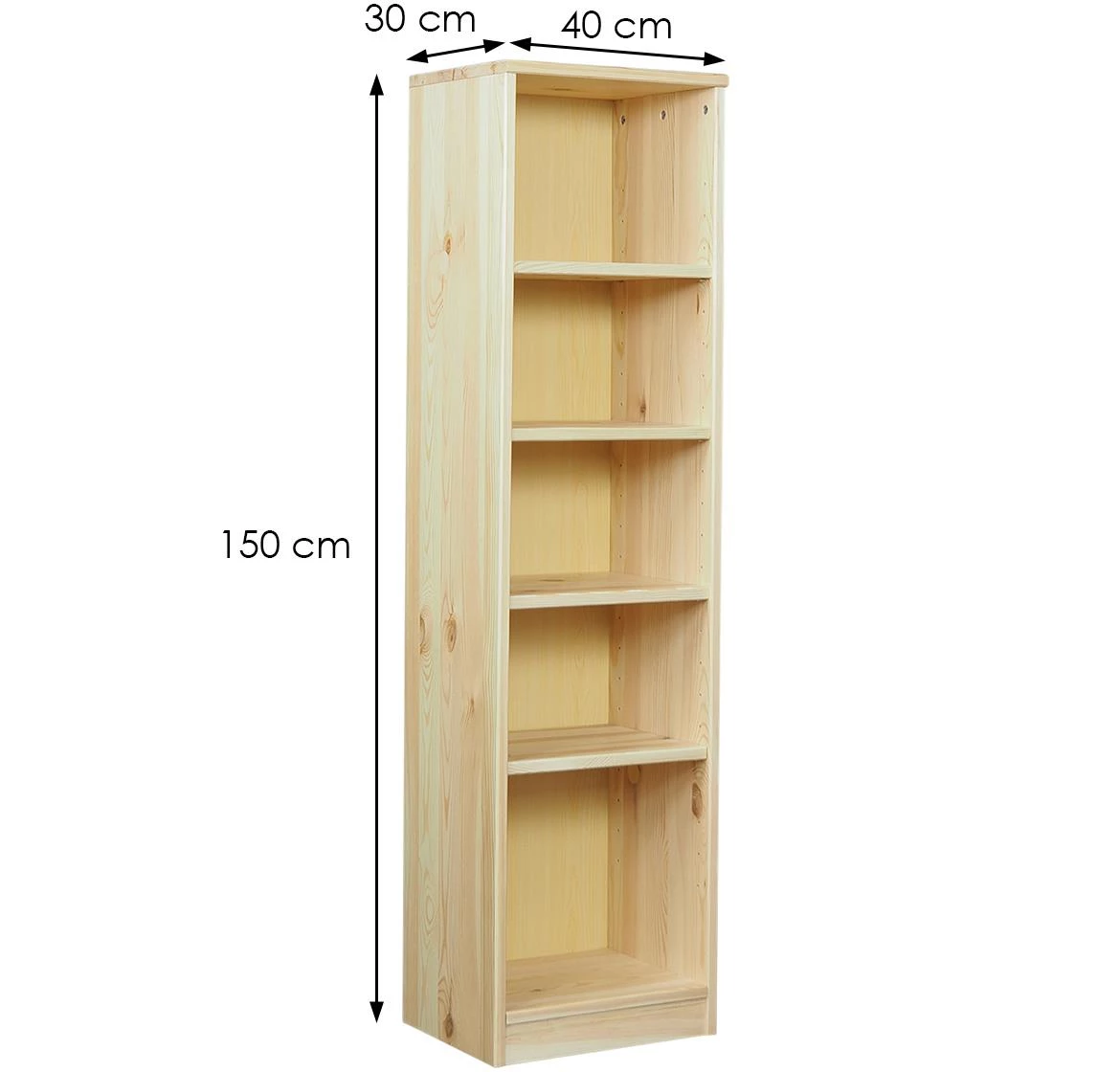 Eko 150 polica 5 otvora 40x30x150 cm natur lakirani
