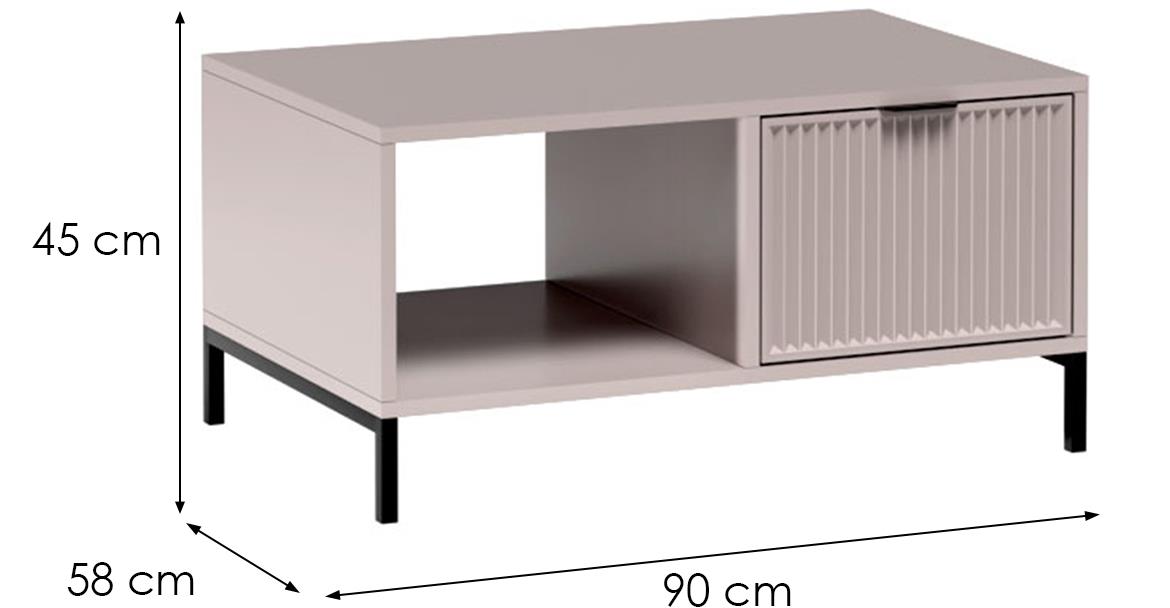 LinkaStyle LS6 klub sto 1 fioka 90x58x45 cm bež