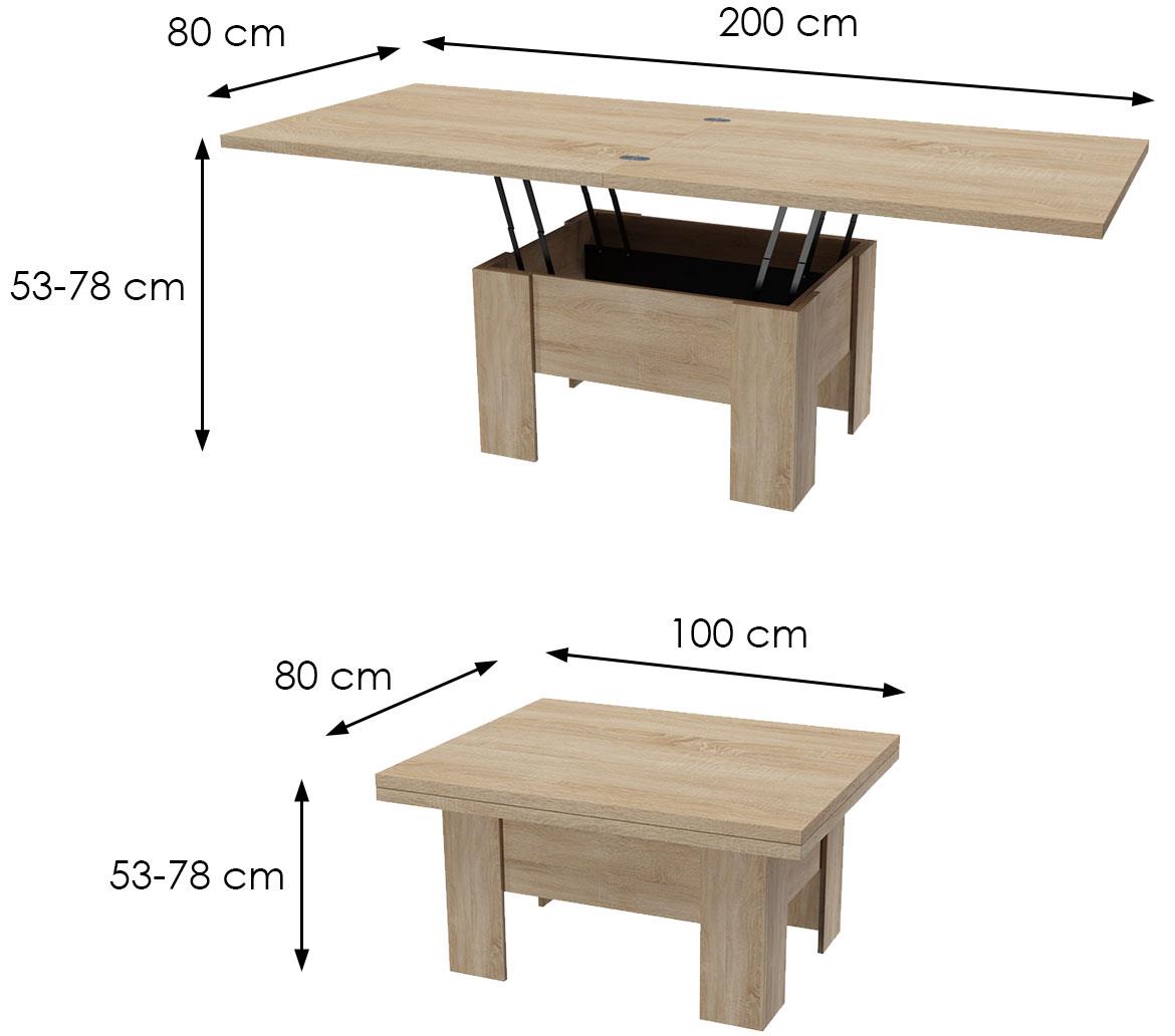 Eryk klub sto 100x80x53 cm natur (sonoma hrast)