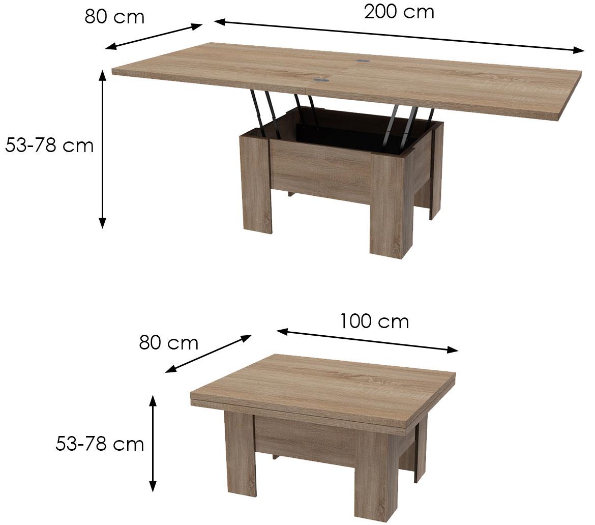 Eryk klub sto 100x80x53 cm sivi hrast