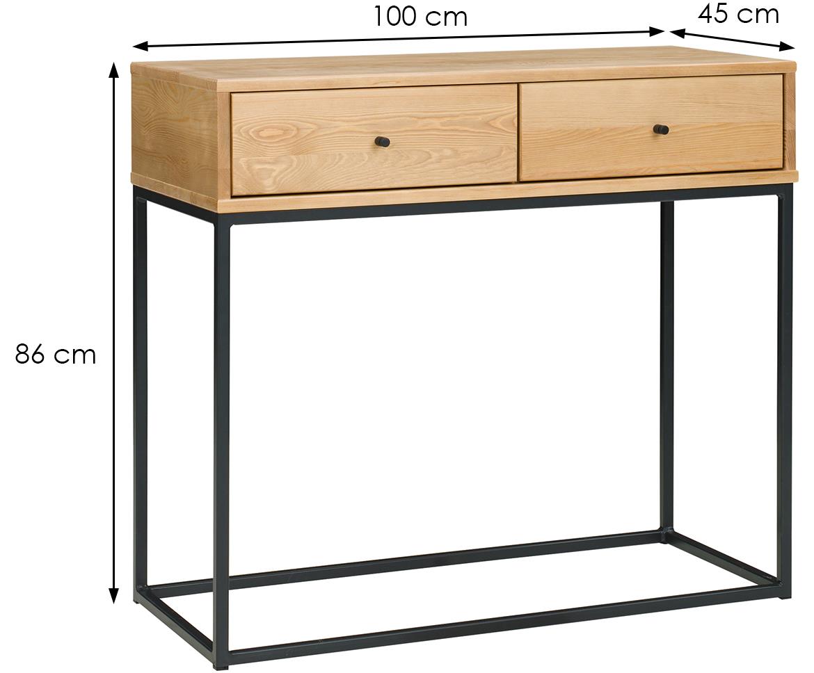 Logan konzola 2 fioke 100x45x86 cm natur lakirani