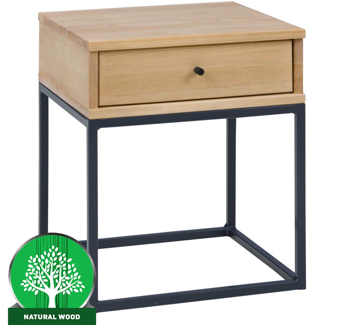 Logan nocni ormaric  1 fioka 48x40x54 cm natur lakirani