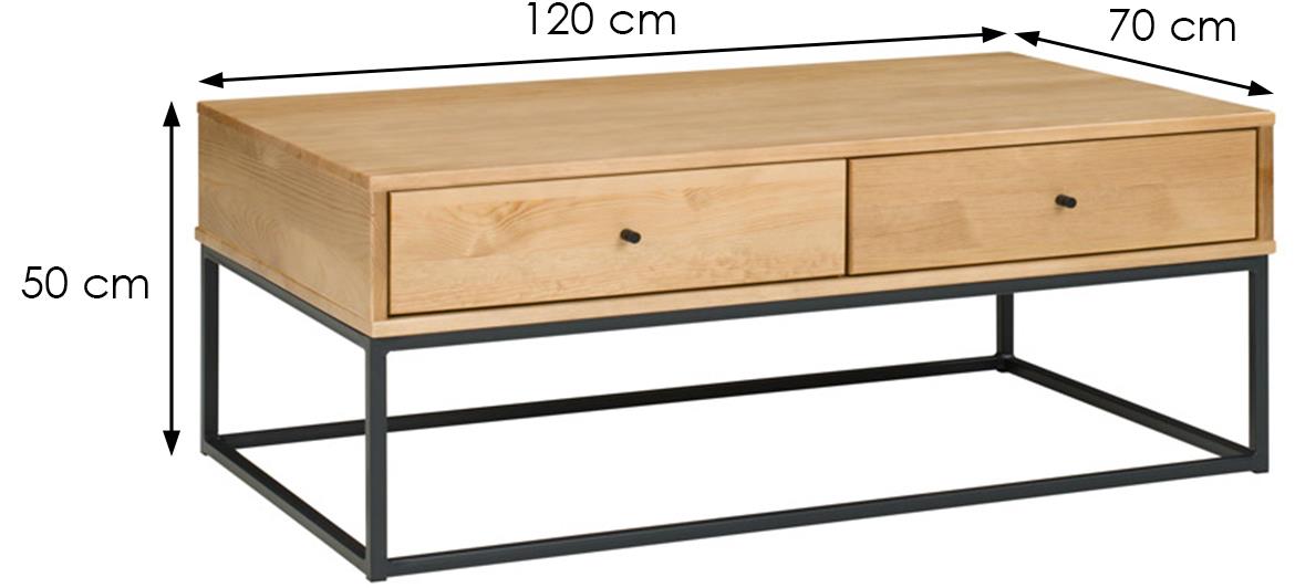 Logan klub sto 2 fioke 120x70x50 cm natur