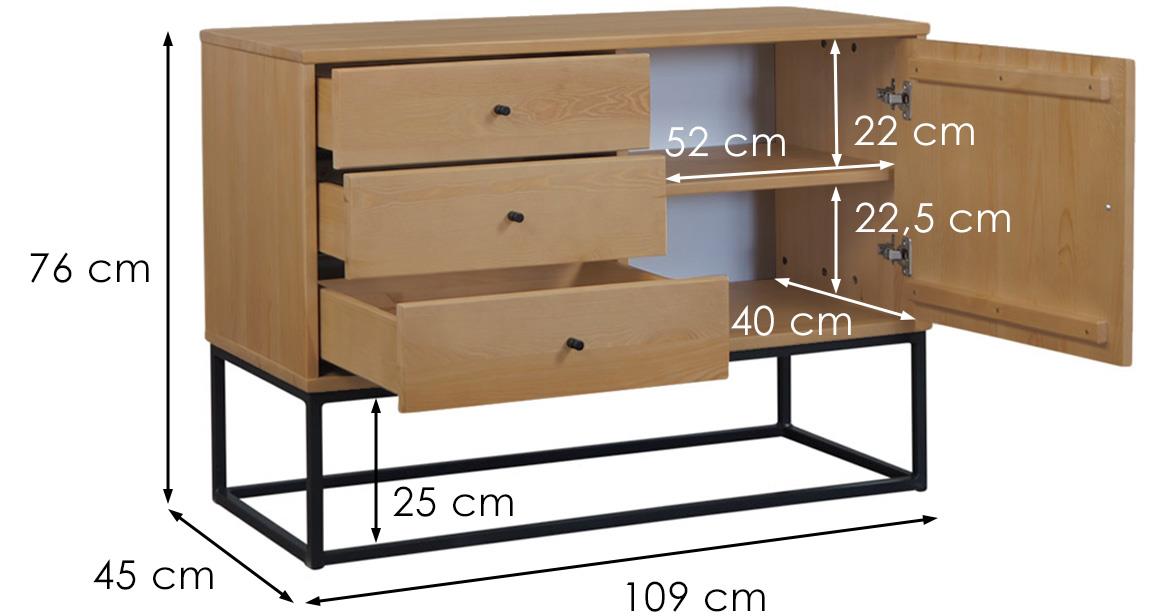 Komoda lll Logan 3 fioke+ 1 vrata 109x45x76 cm natur