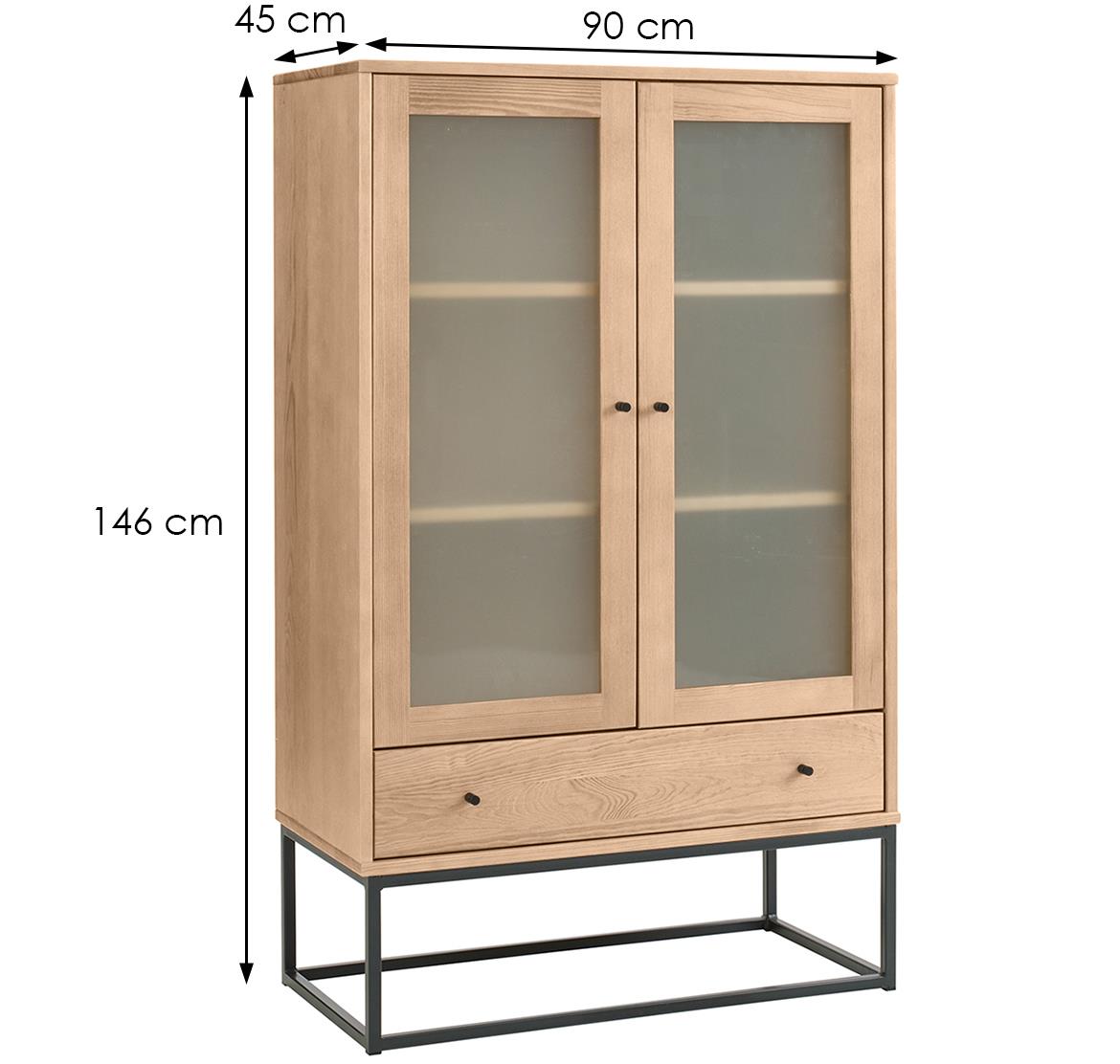 Logan vitrina 2 vrata+1 fioka 90x45x146 cm boja hrasta