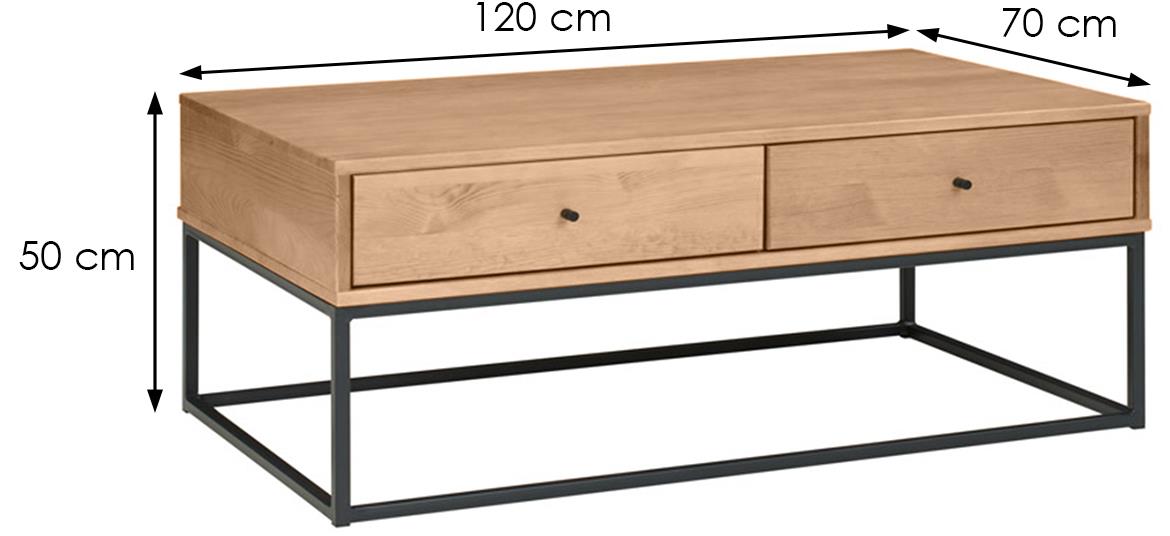 Logan klub sto 2 fioke 120x70x50 cm boja hrasta