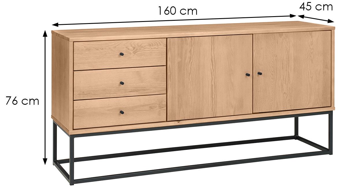 Logan II komoda 3 fioke+2 vrata 160x45x76 cm boja hrasta