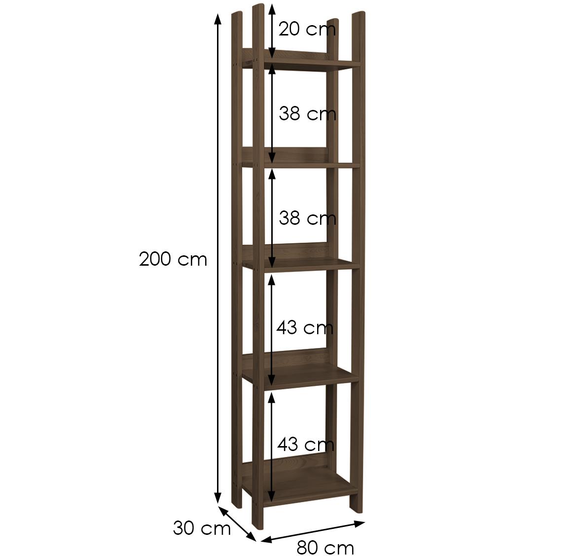 Eko 80 polica 5 polica  80x30x200 cm braon