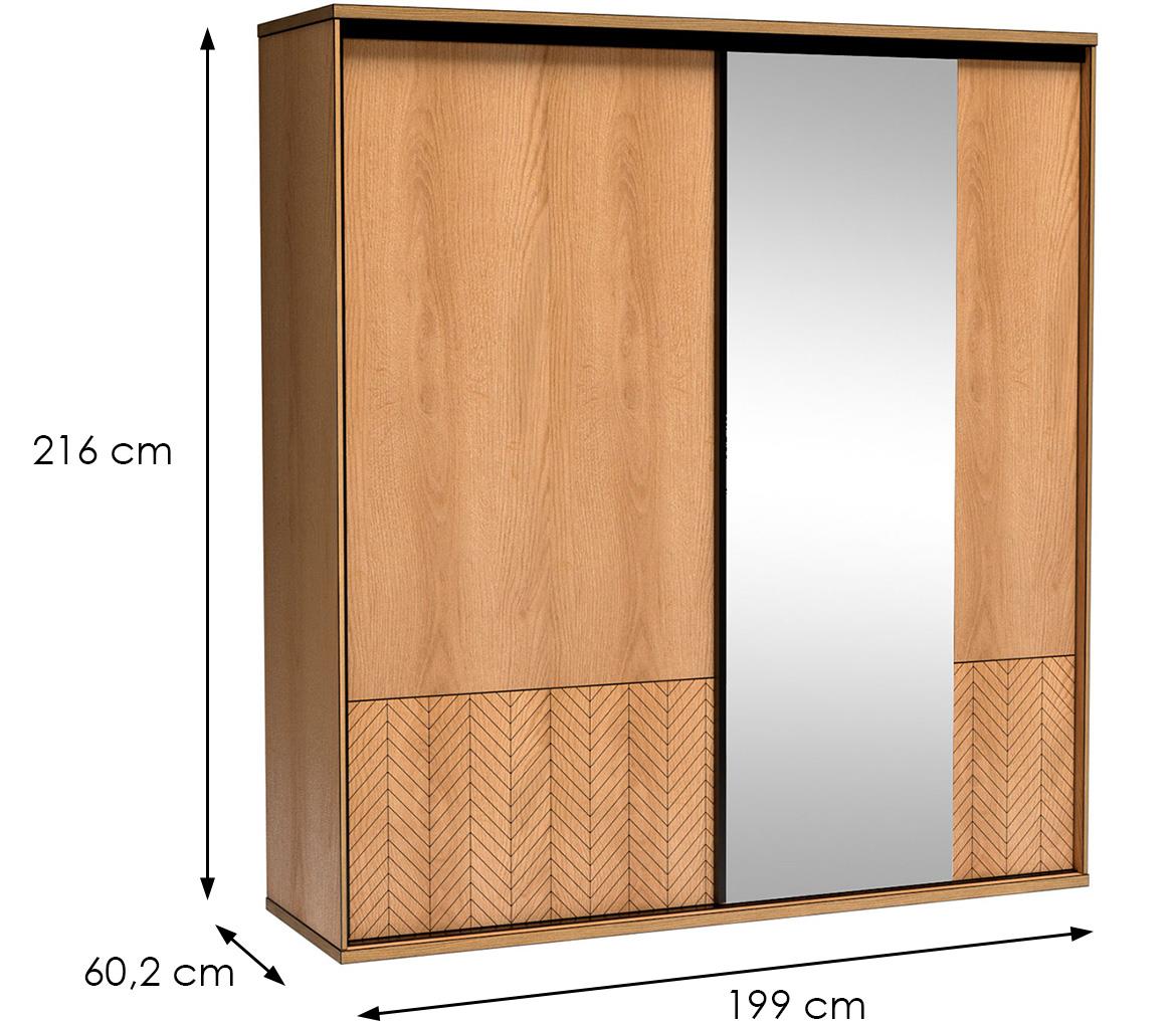 Fonti F11 klizni ormar 2 vrata/ogledalo 199x60,2x216 cm natur