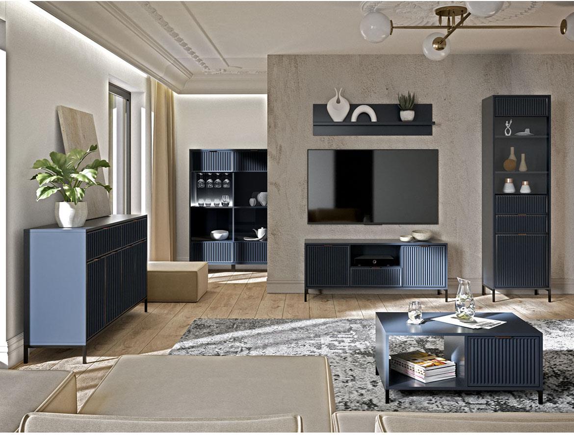 LinkaStyle LS2 komoda 2 vrata+3 fioke 134,6x40,6x86,1 cm plava