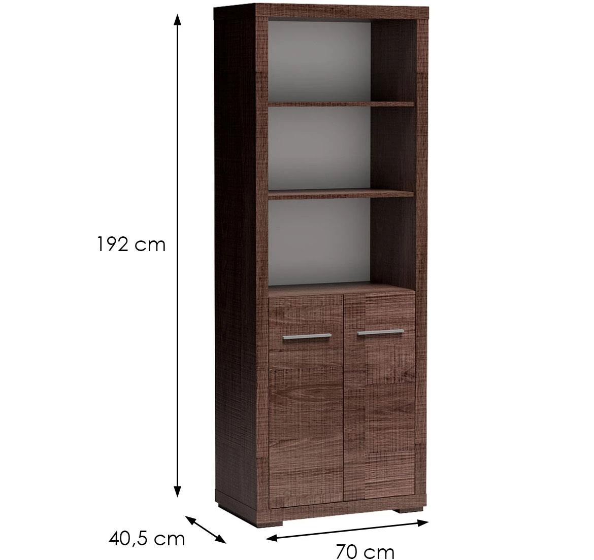 Vegas v34 polica 2 vrata+3 otvora 70x40,5x192 cm tamni hrast