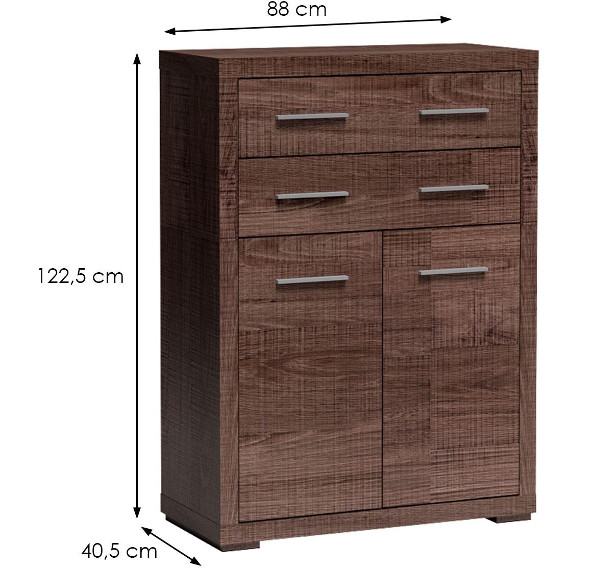 Vegas v7 komoda 2 vrata+2 fioke 88x40,5x122,5 cm tamni hrast