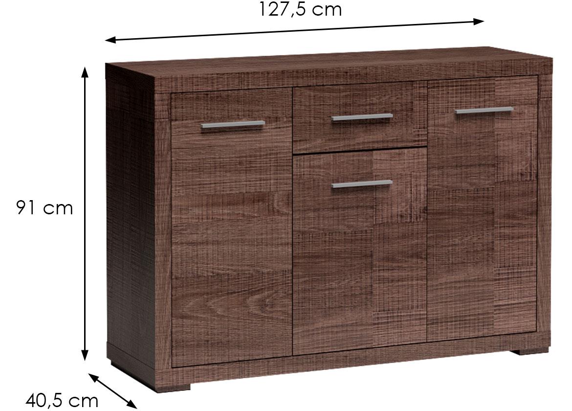 Vegas v6 komoda 2+1 vrata+1 fioka 127,5x40,5x91 cm tamni hrast