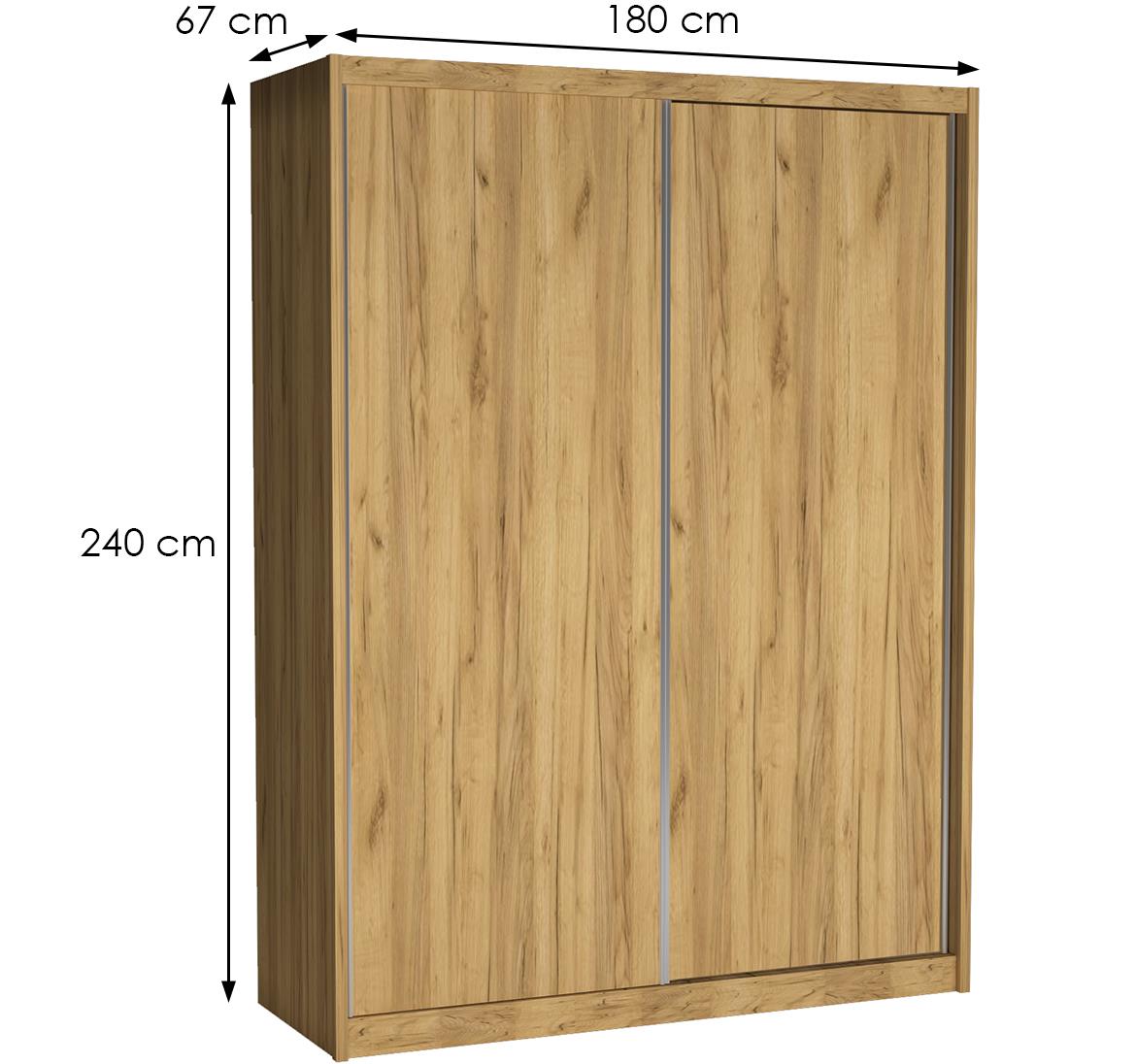 Maciej klizni ormar 2 vrata 180x67x240 cm zlatni hrast
