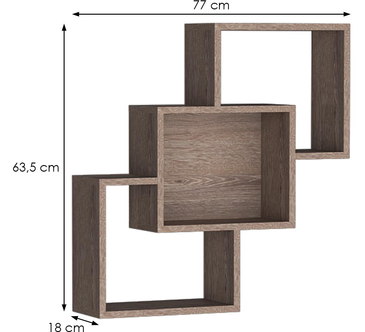 Dallas D30 zidna polica 3 otvora 77x18x63,5 cm sivi hrast