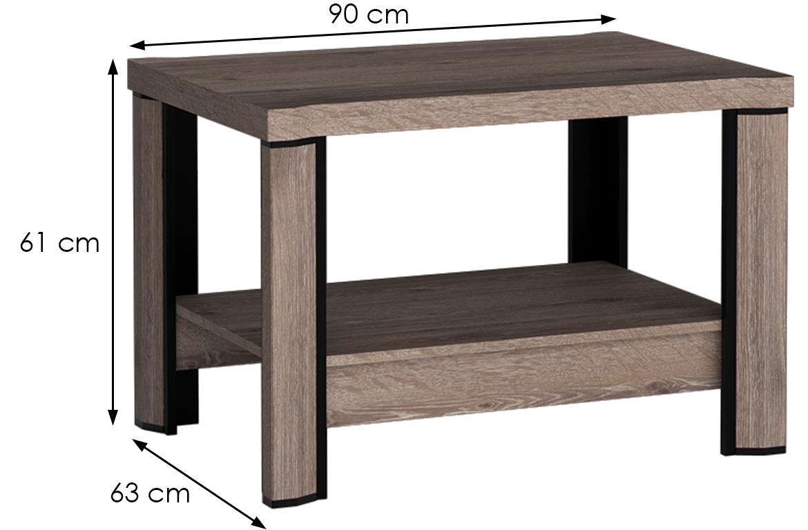 Dallas D14 klub sto 1 polica 90x63x61 cm sivi hrast