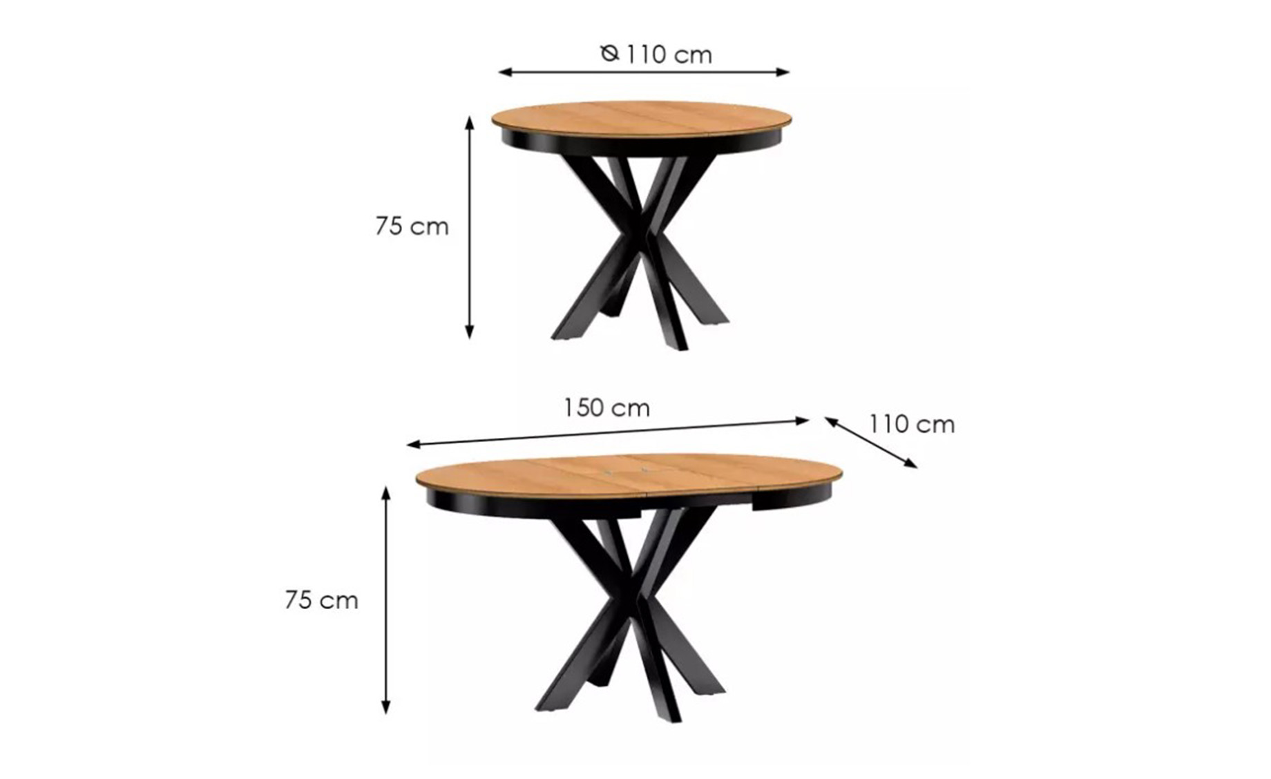 Fonti F10 sto 110/150x110x75 cm hrast