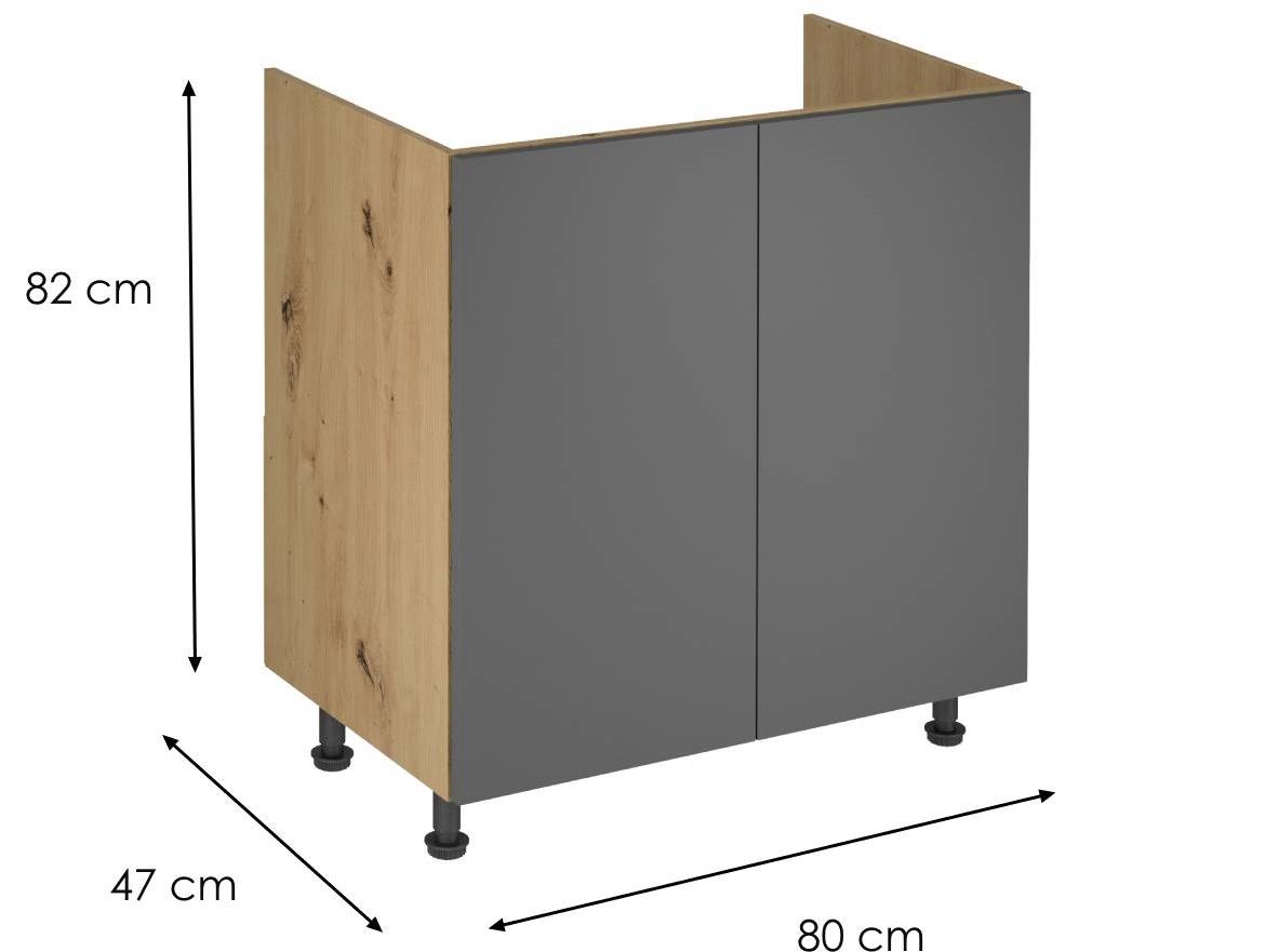 Langen D80Z kuhinjski element 2 vrata 80x47x82 cm natur (artisan hrast)/sivi