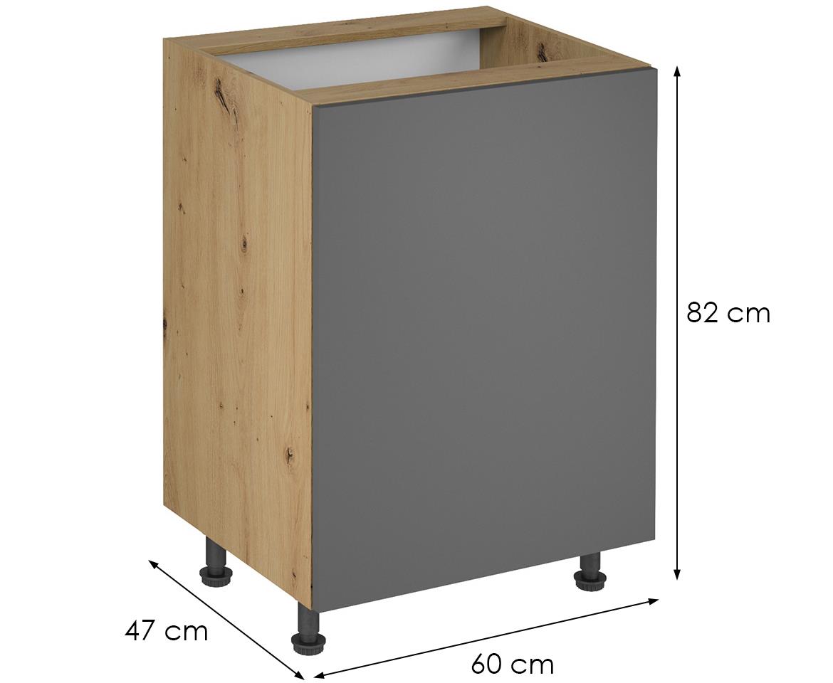 Langen d60 kuhinjski element 1 vrata 60x47x82 cm natur (artisan hrast)/sivi