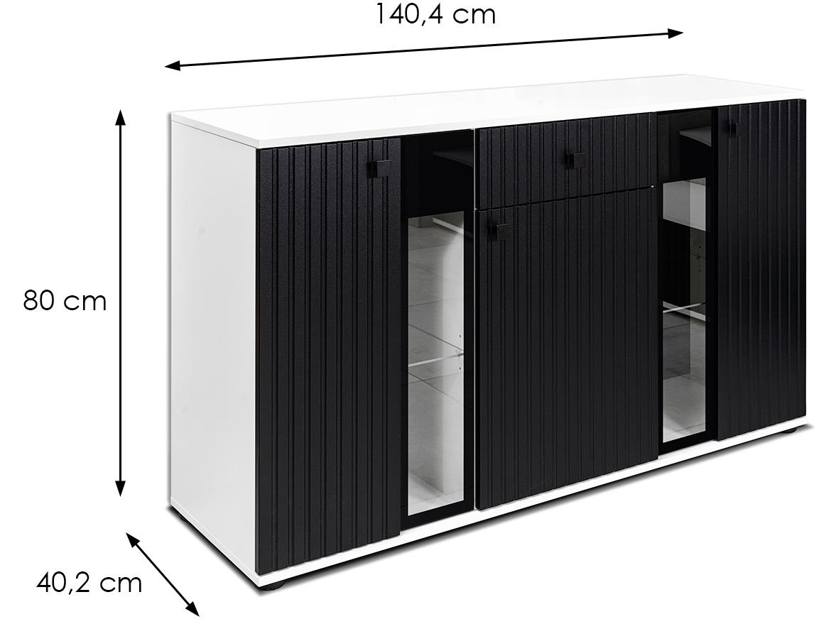 Salsa komoda 3 vrata+1 fioka 140,4x40,2x80 cm belo/crna