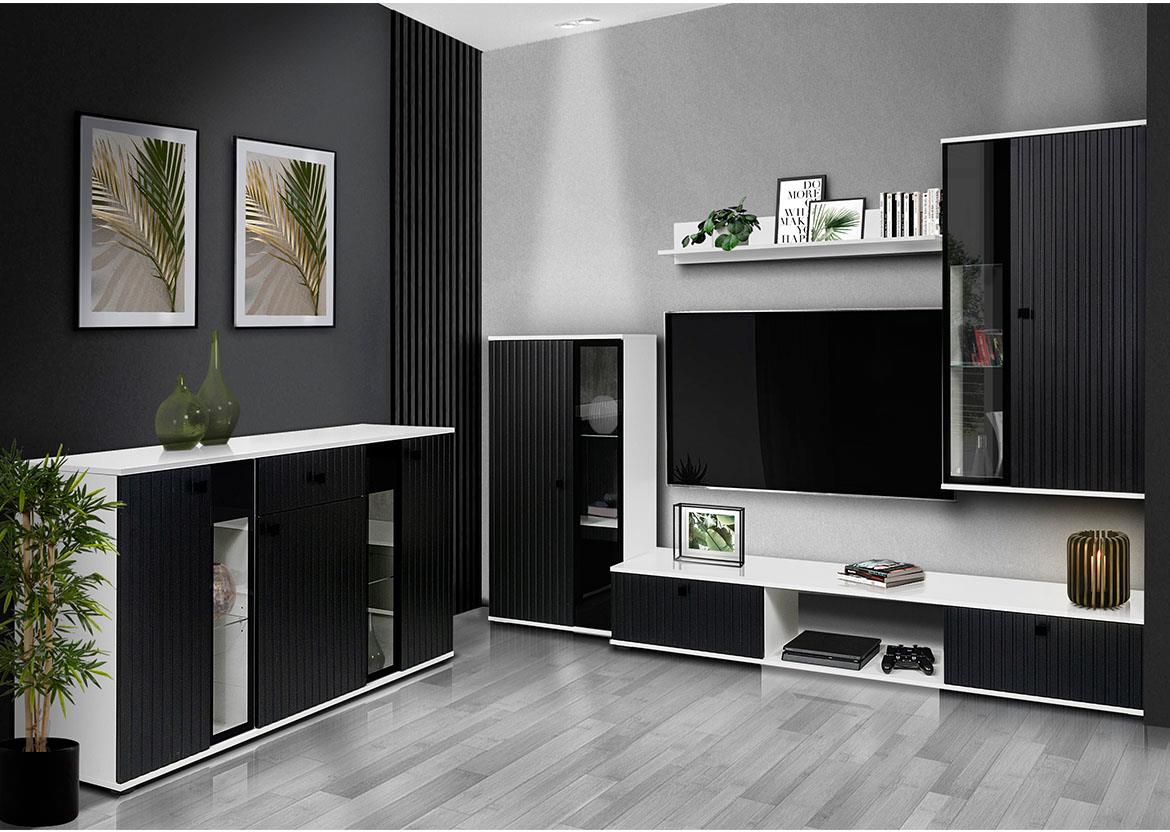Salsa komoda 3 vrata+1 fioka 140,4x40,2x80 cm belo/crna