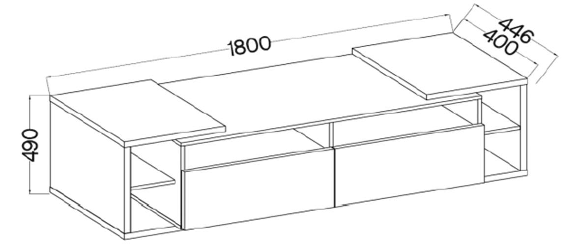 Nova 2F TV komoda 2 fioke+6 otvora 180x44,6x49 cm sivo/beli