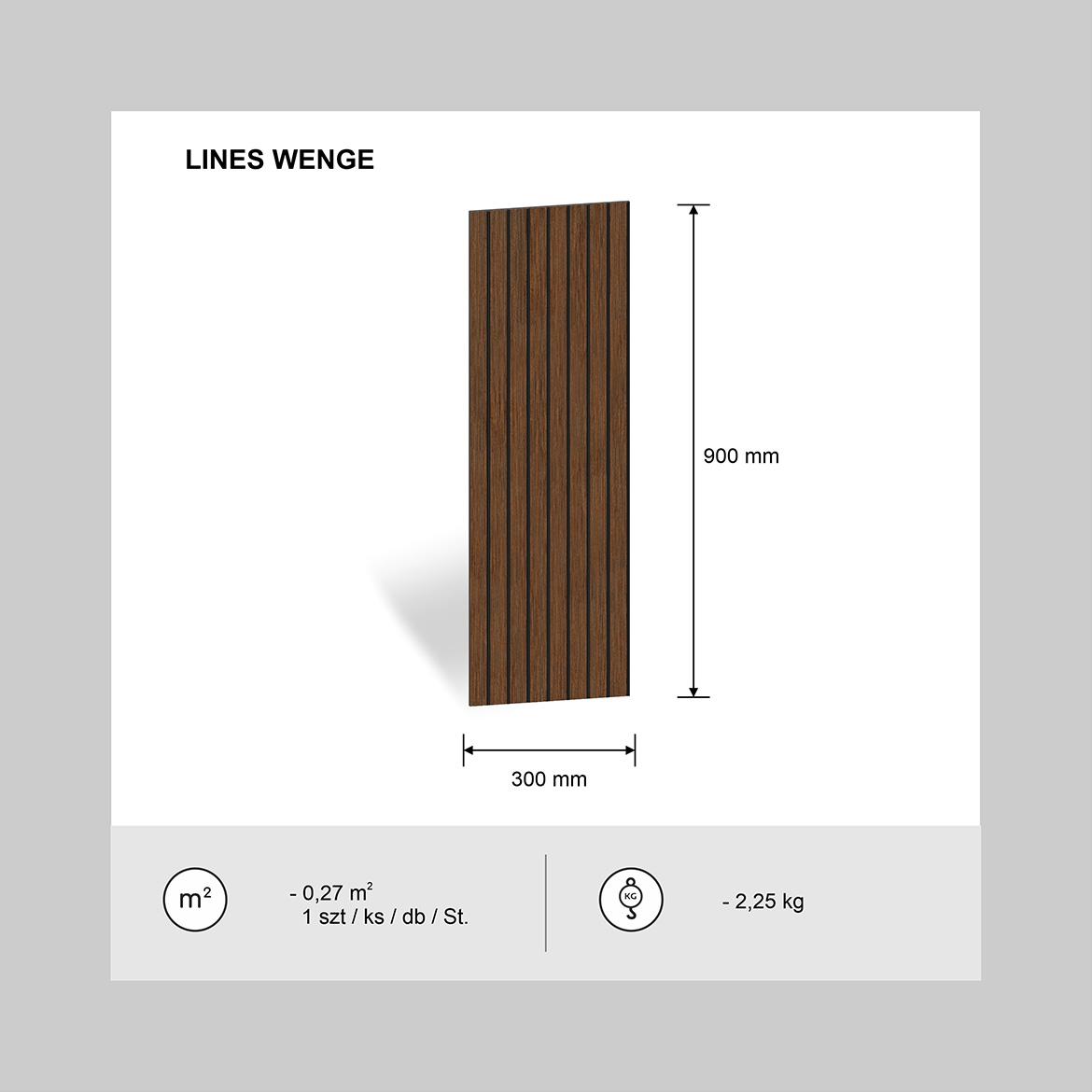 Panel lines wenge 90x30 cm MDF