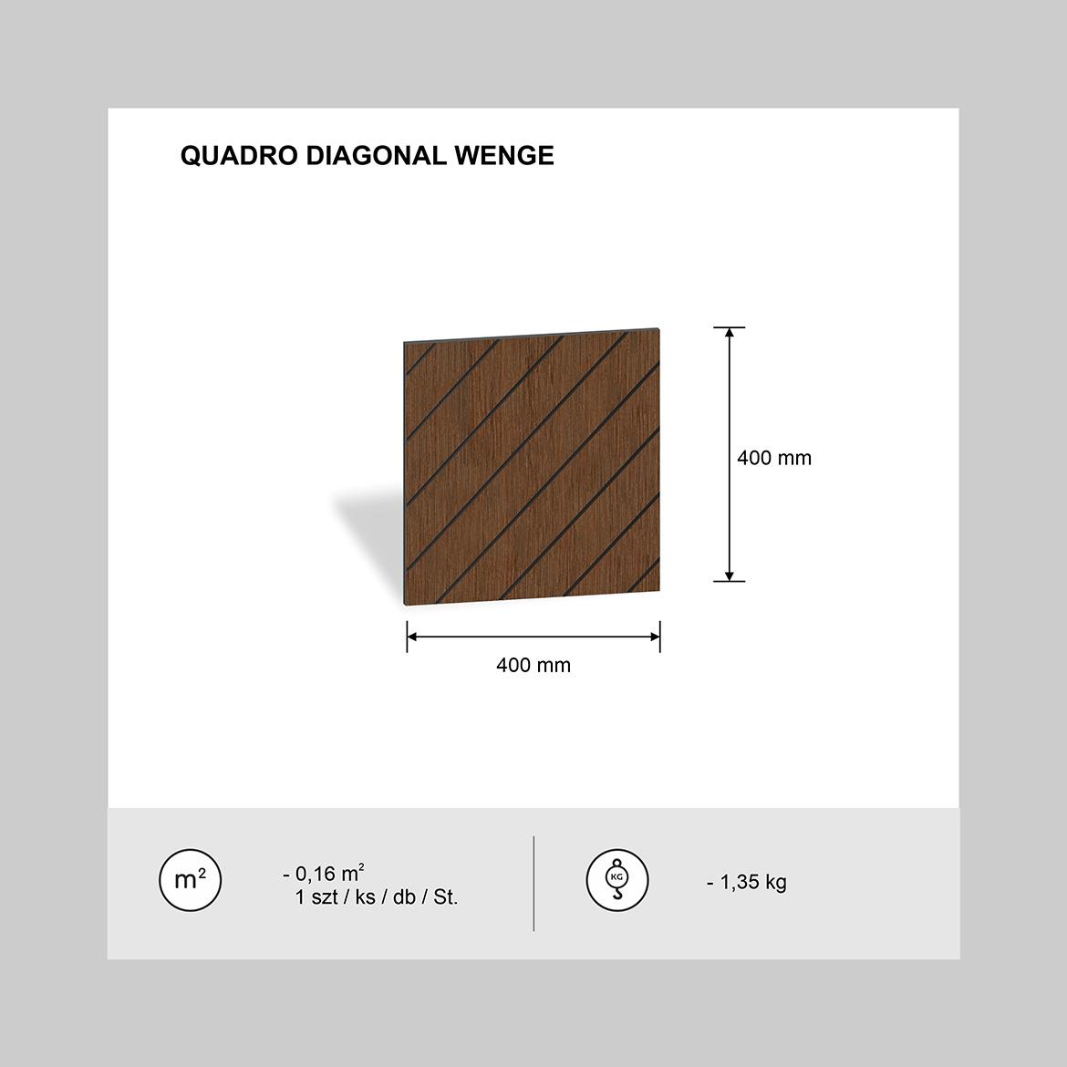 Panel quadro Diagonal wenge 40x40 cm MDF