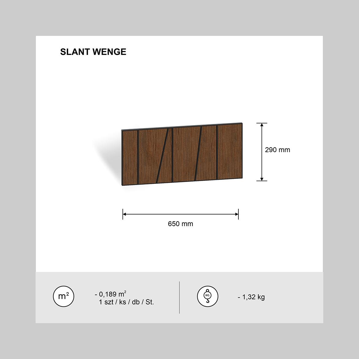 Panel slant wenge 65x29 cm MDF