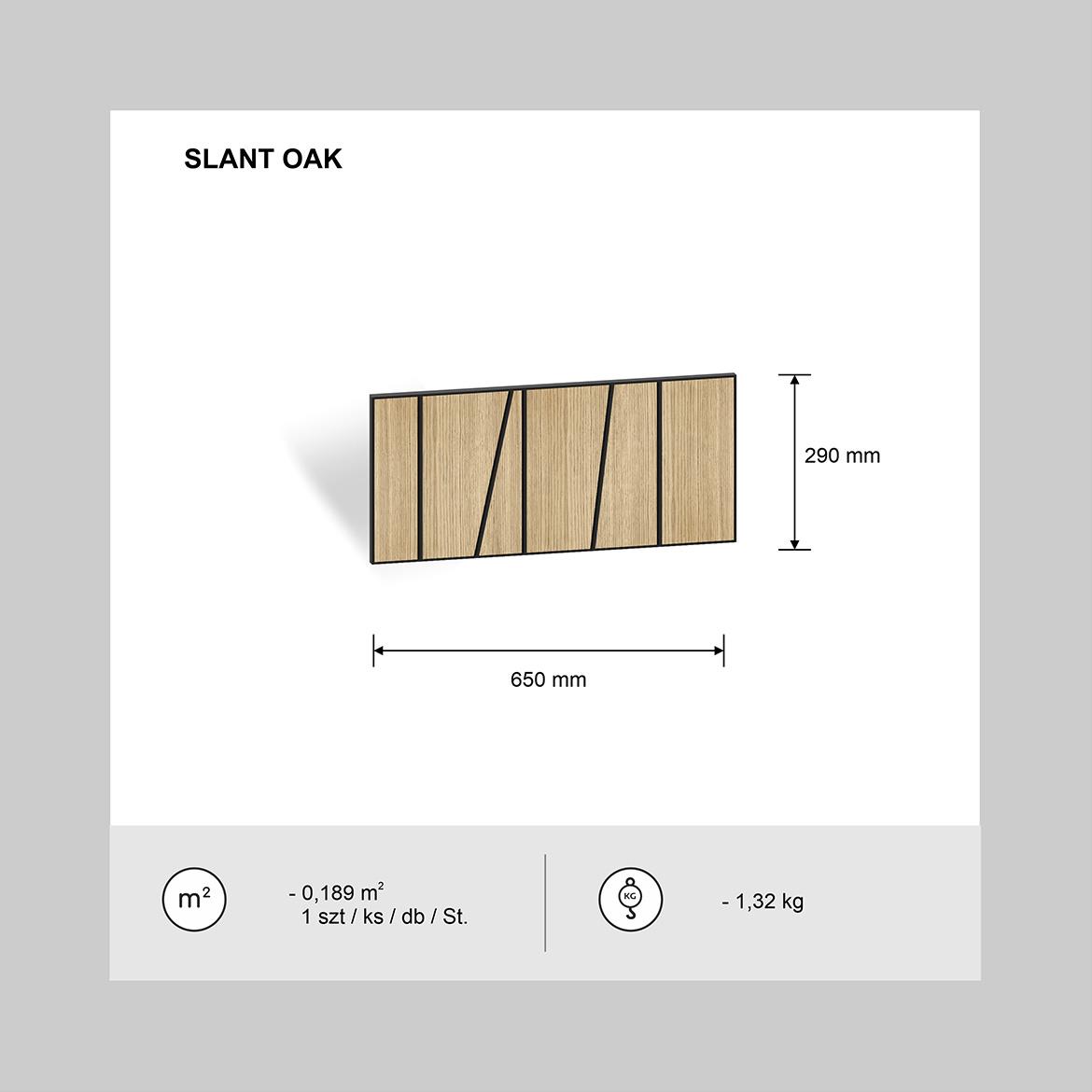 Panel slant hrast 65x29 cm MDF