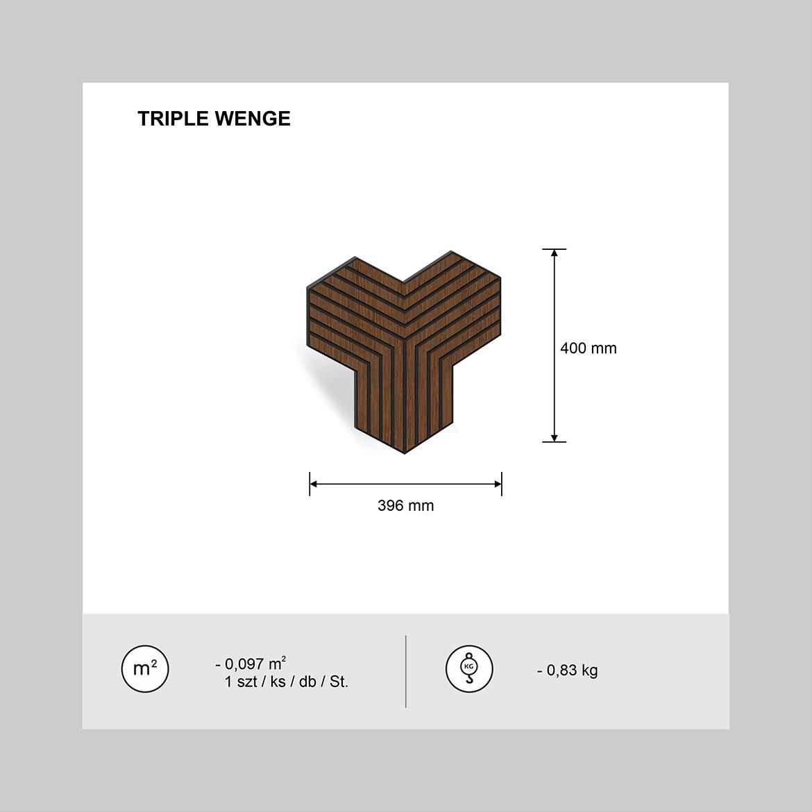 Panel triple wenge MDF