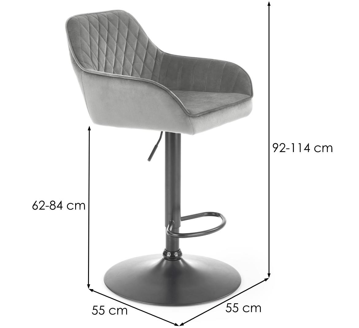 H-103 barska stollica 55x55x114 cm siva