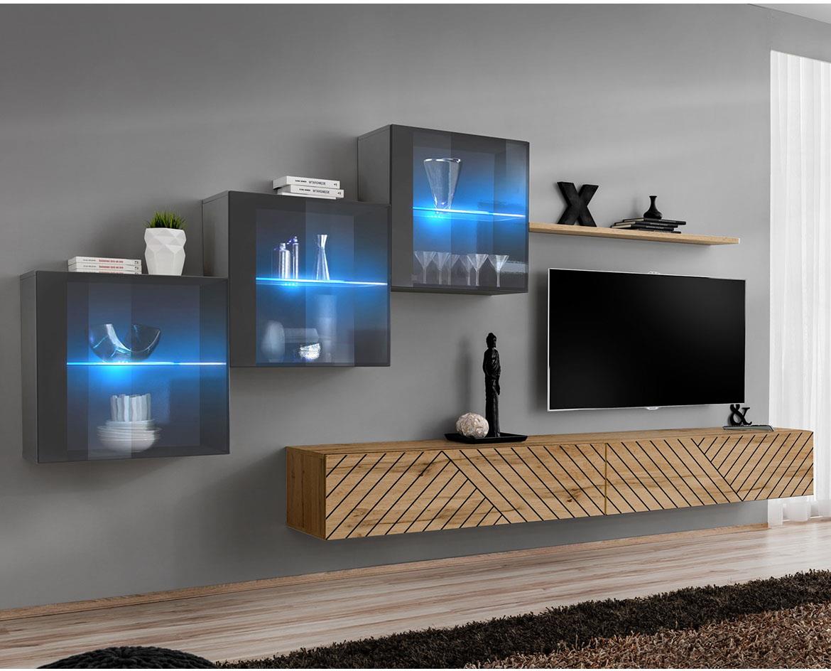 Switch XX Line  regal 330x40x150 cm sivi/hrast wotan