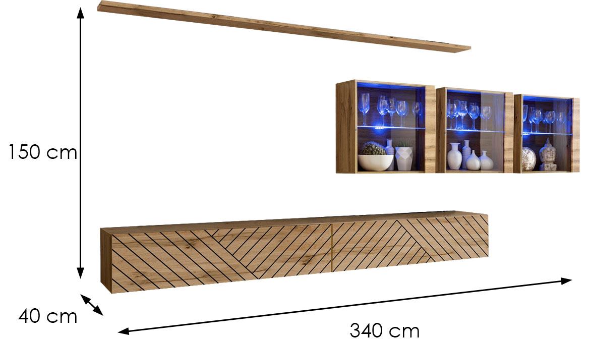 Switch XVII Line regal 340x40x150 cm hrast wotan