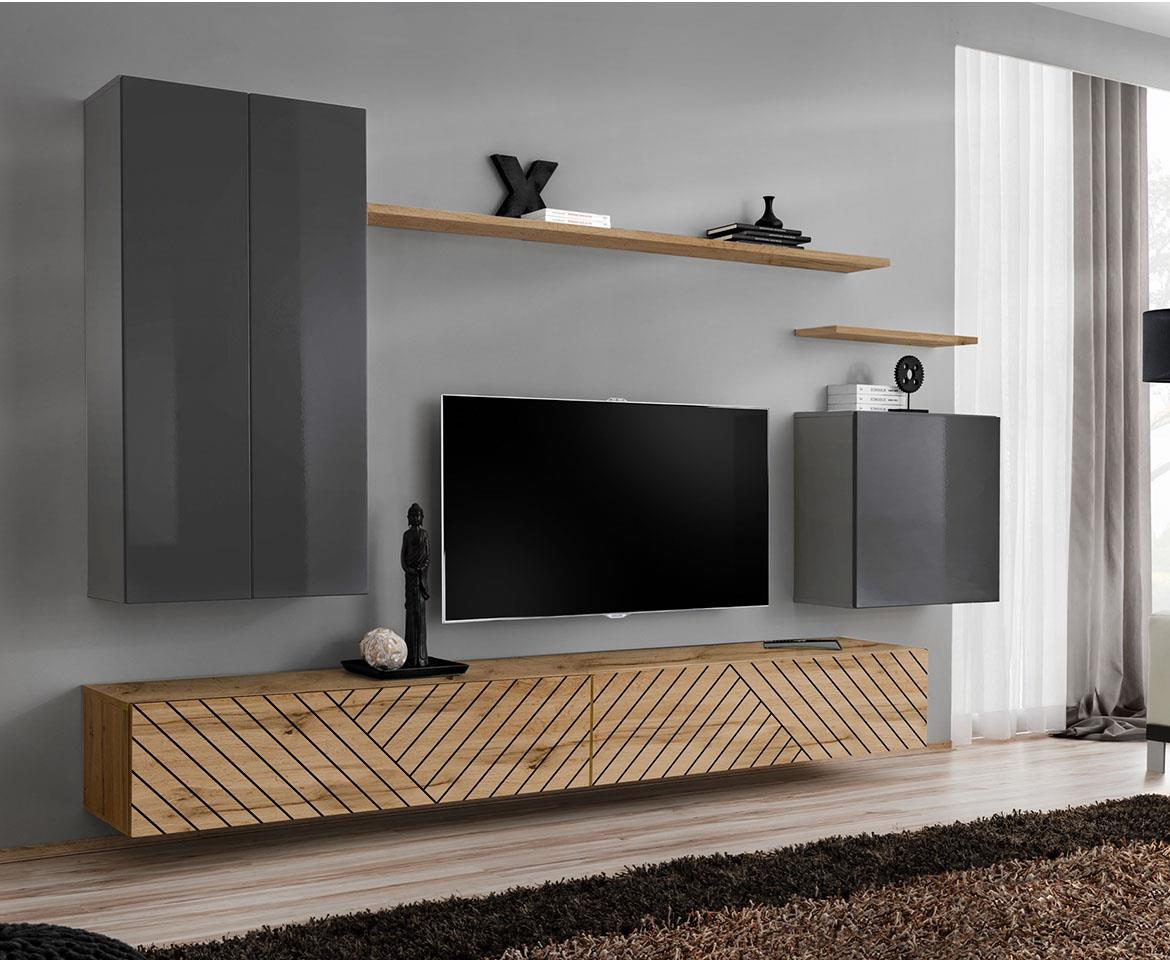 Switch II Line regal 270x40x160cm siva/ hrast wotan